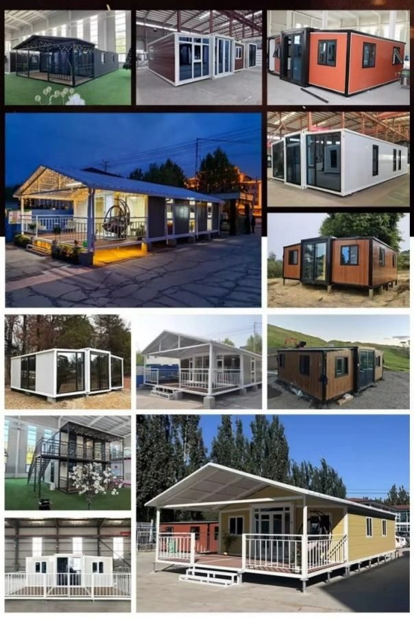 Kolaż modeli domów modułowych